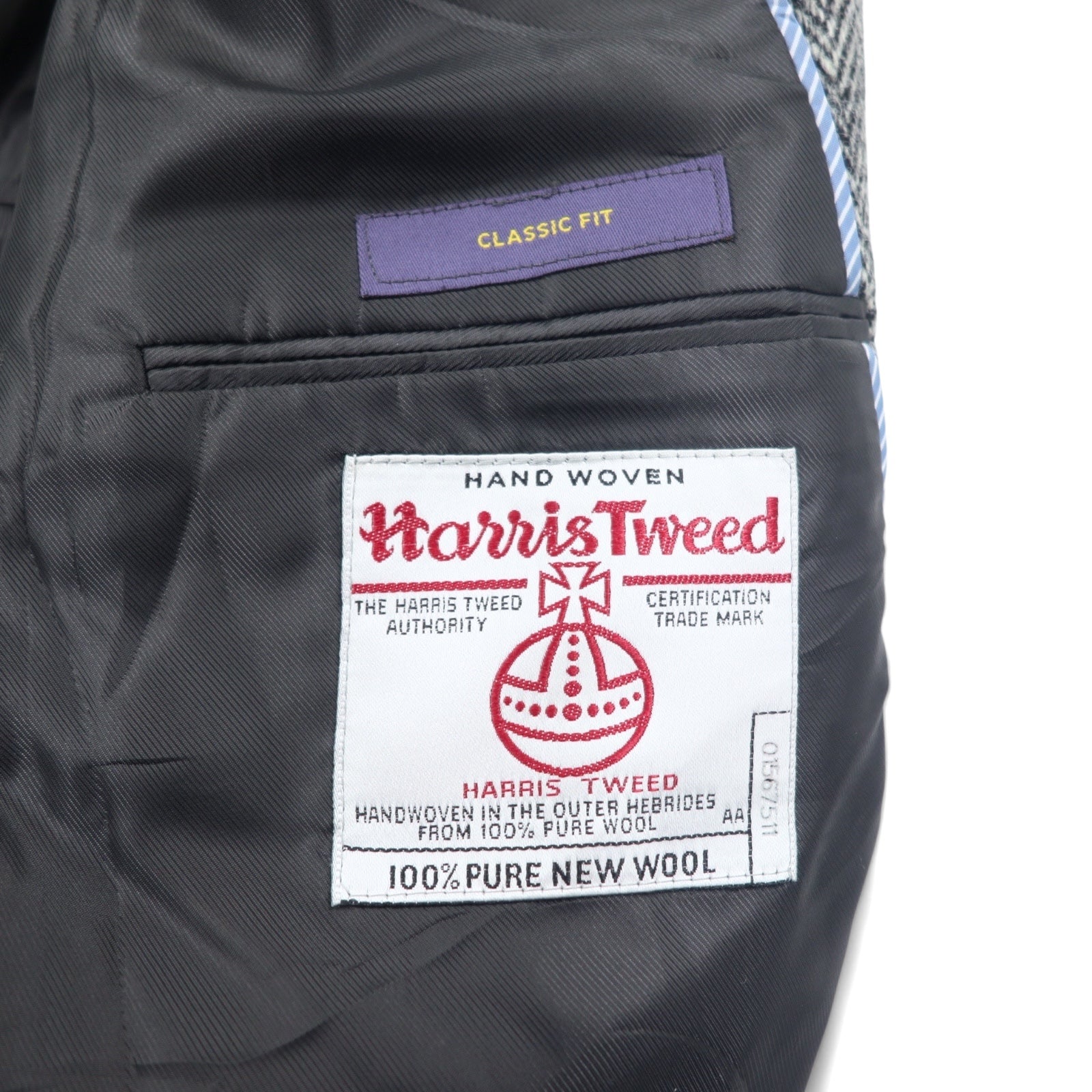 Harris Tweed × STAFFORD Giacca sartoriale in tweed L Grigio Lana CLASSIC FIT Made in Messico