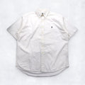 Ralph Lauren Anni '90 BLAKE Camicia a maniche corte Oxford con bottoni XL bianca con piccolo ricamo pony