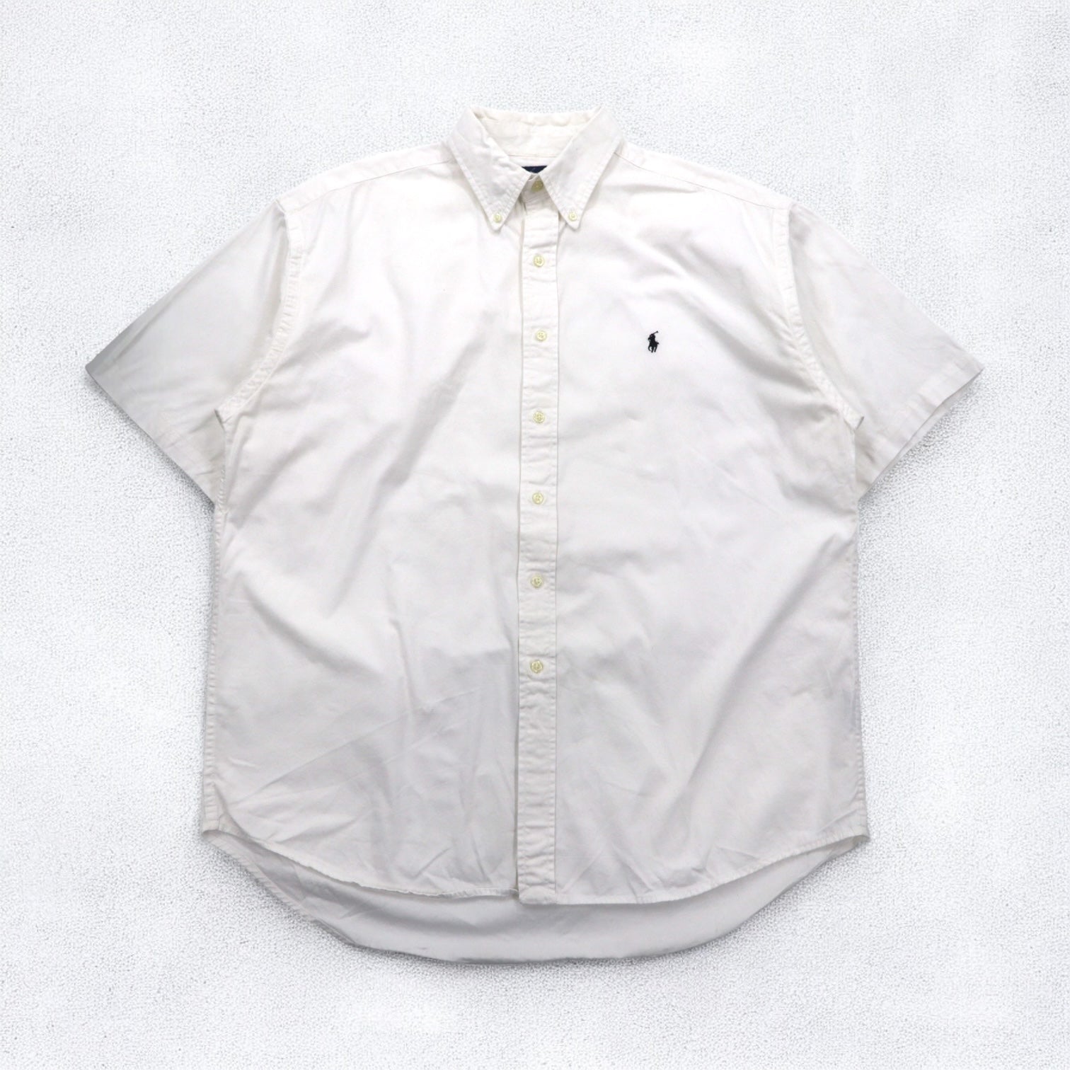 Ralph Lauren Anni '90 BLAKE Camicia a maniche corte Oxford con bottoni XL bianca con piccolo ricamo pony