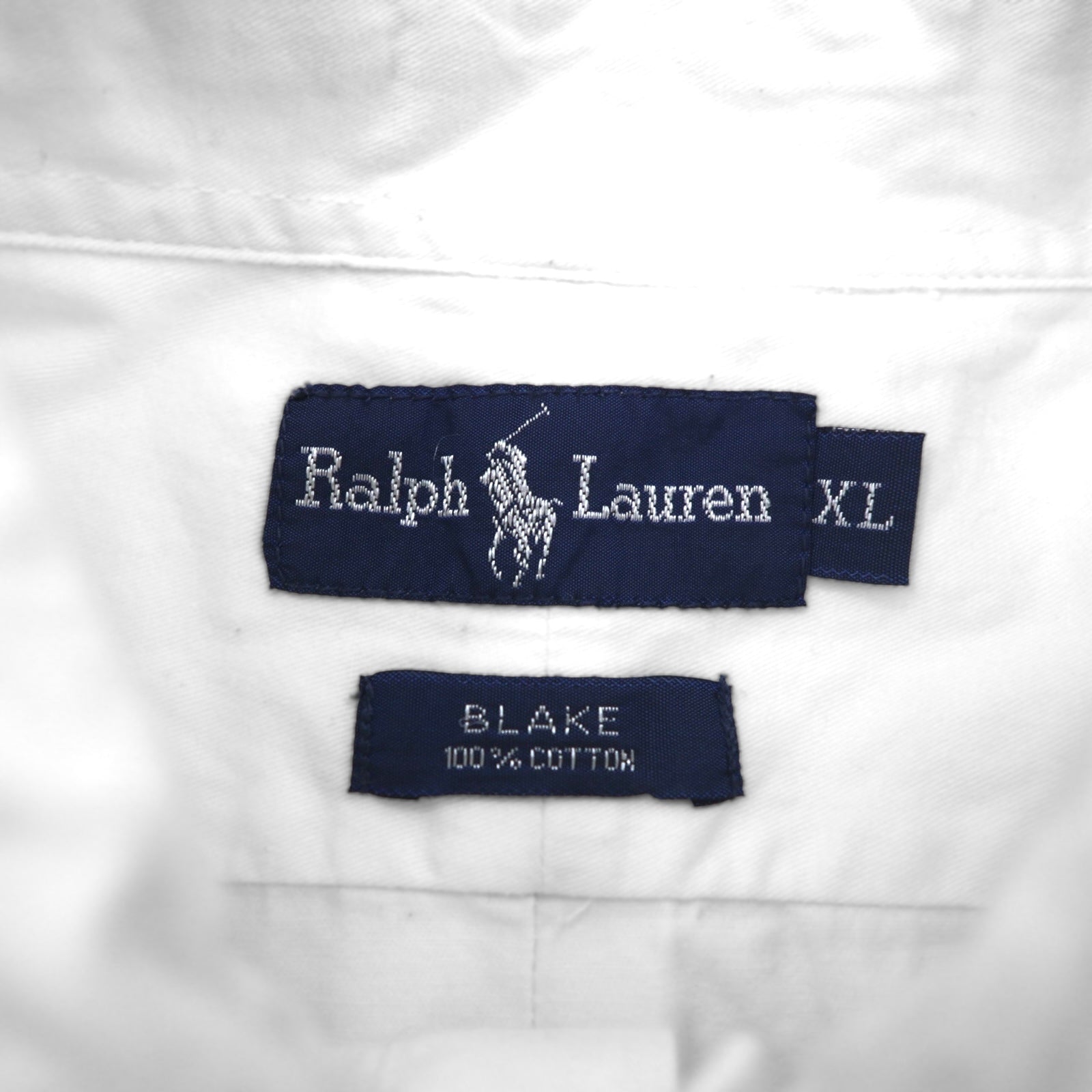Ralph Lauren Anni '90 BLAKE Camicia a maniche corte Oxford con bottoni XL bianca con piccolo ricamo pony