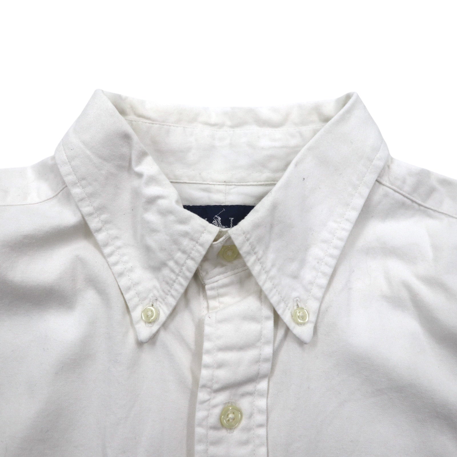 Ralph Lauren Anni '90 BLAKE Camicia a maniche corte Oxford con bottoni XL bianca con piccolo ricamo pony