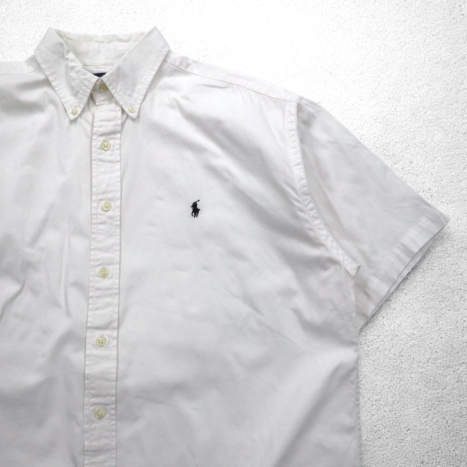 Ralph Lauren Anni '90 BLAKE Camicia a maniche corte Oxford con bottoni XL bianca con piccolo ricamo pony