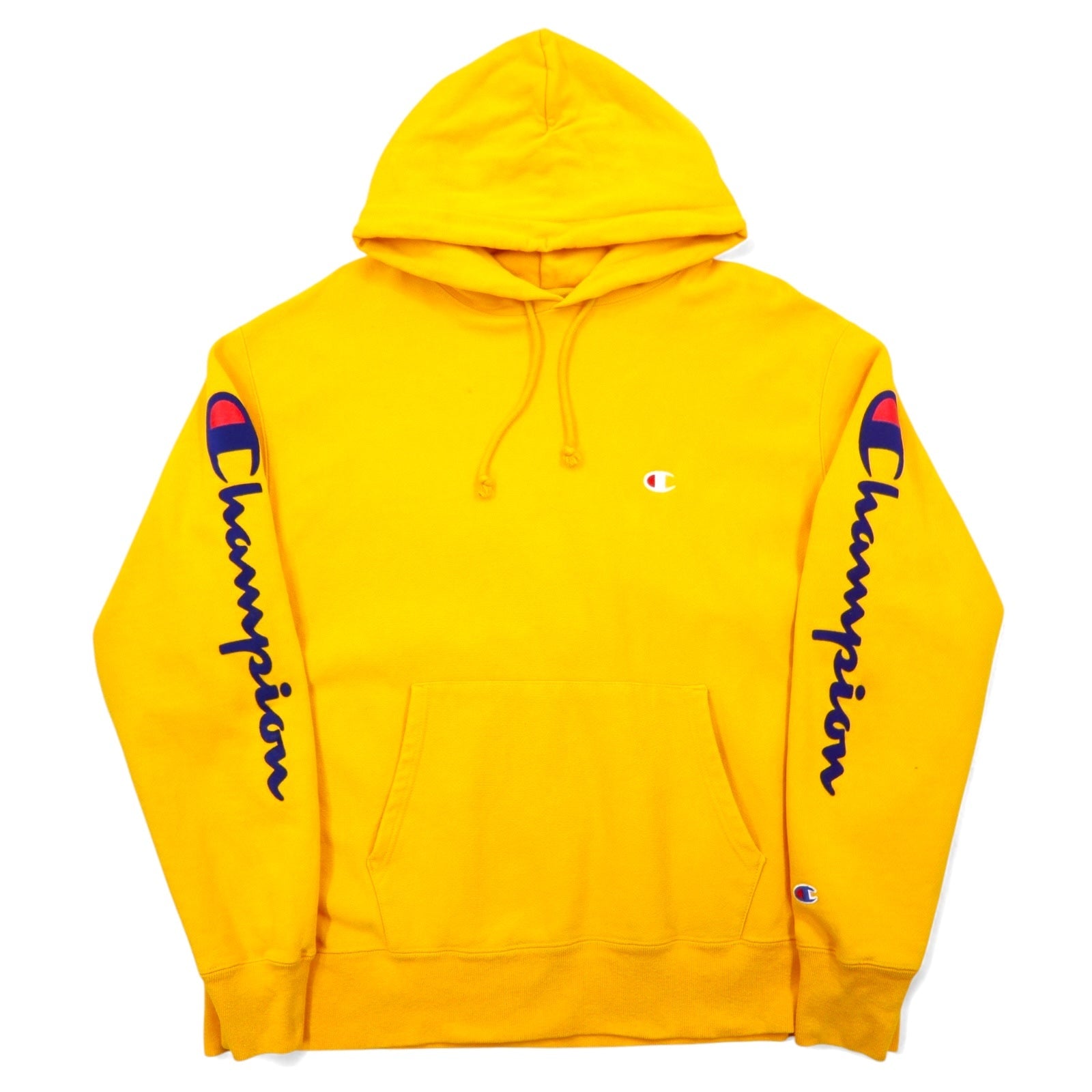 Champion リバースウィーブ REVERSE WEAVE プルオーバー パーカー XL イエロー コットン 青単タグ 復刻 ホンジュラス製