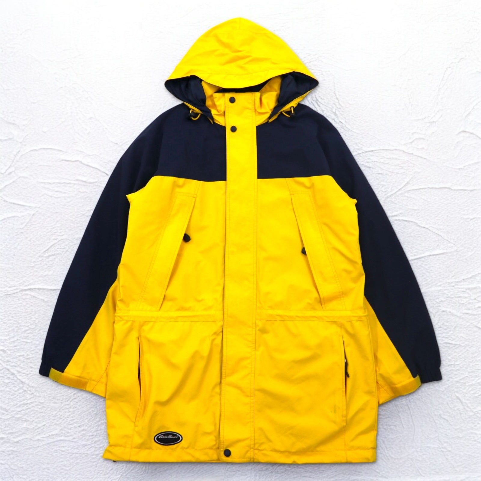 Eddie Bauer anni '90 EBTEK GORE-TEX Mountain Parka L Giallo con coulisse, cappuccio staccabile