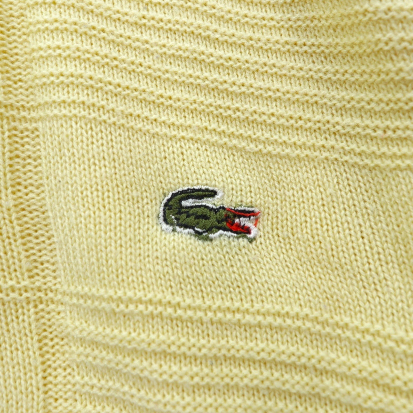 LACOSTE 70年代 フランス製 フレンチラコステ Vネック ニット セーター M ベージュ ワンポイントロゴ