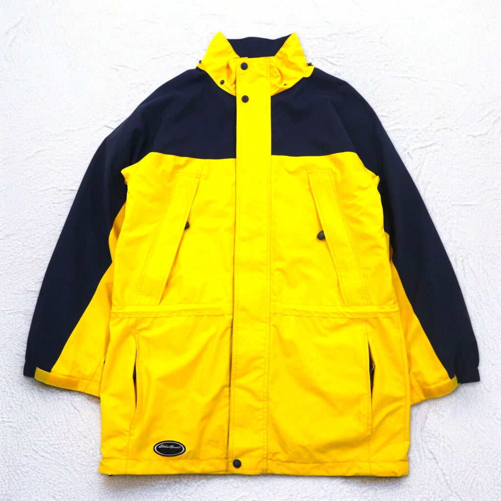 Eddie Bauer anni '90 EBTEK GORE-TEX Mountain Parka L Giallo con coulisse, cappuccio staccabile