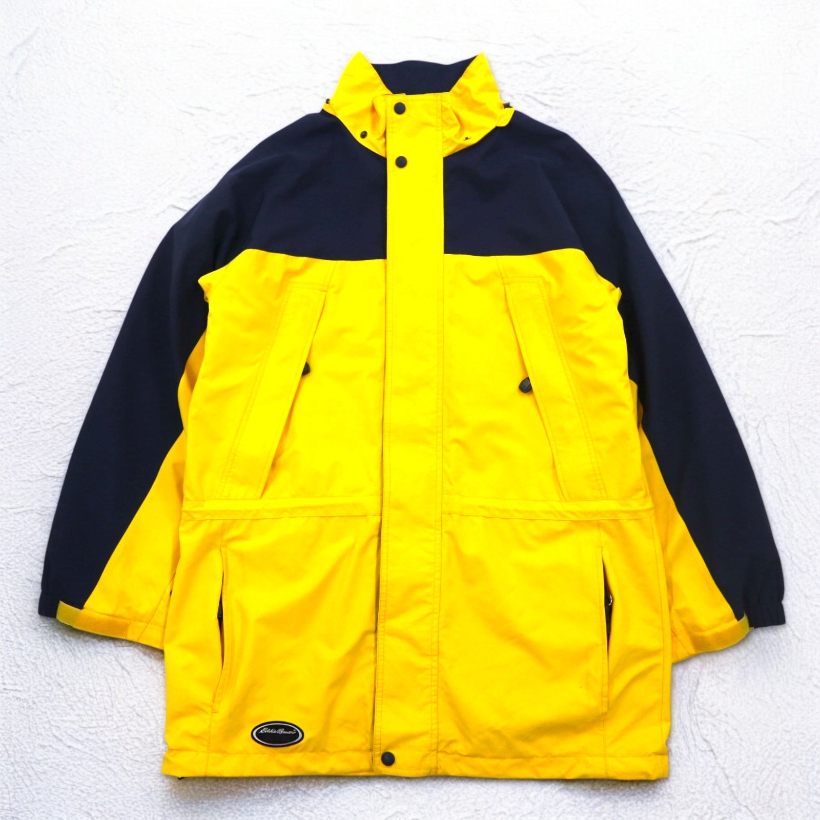 Eddie Bauer anni '90 EBTEK GORE-TEX Mountain Parka L Giallo con coulisse, cappuccio staccabile