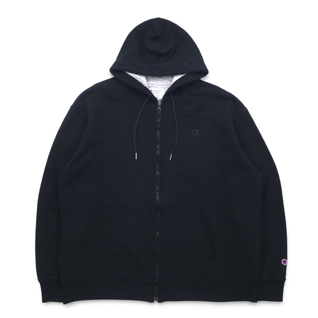Champion - Felpa Full Zip taglia 4XL nera con logo ricamato, Made in Honduras