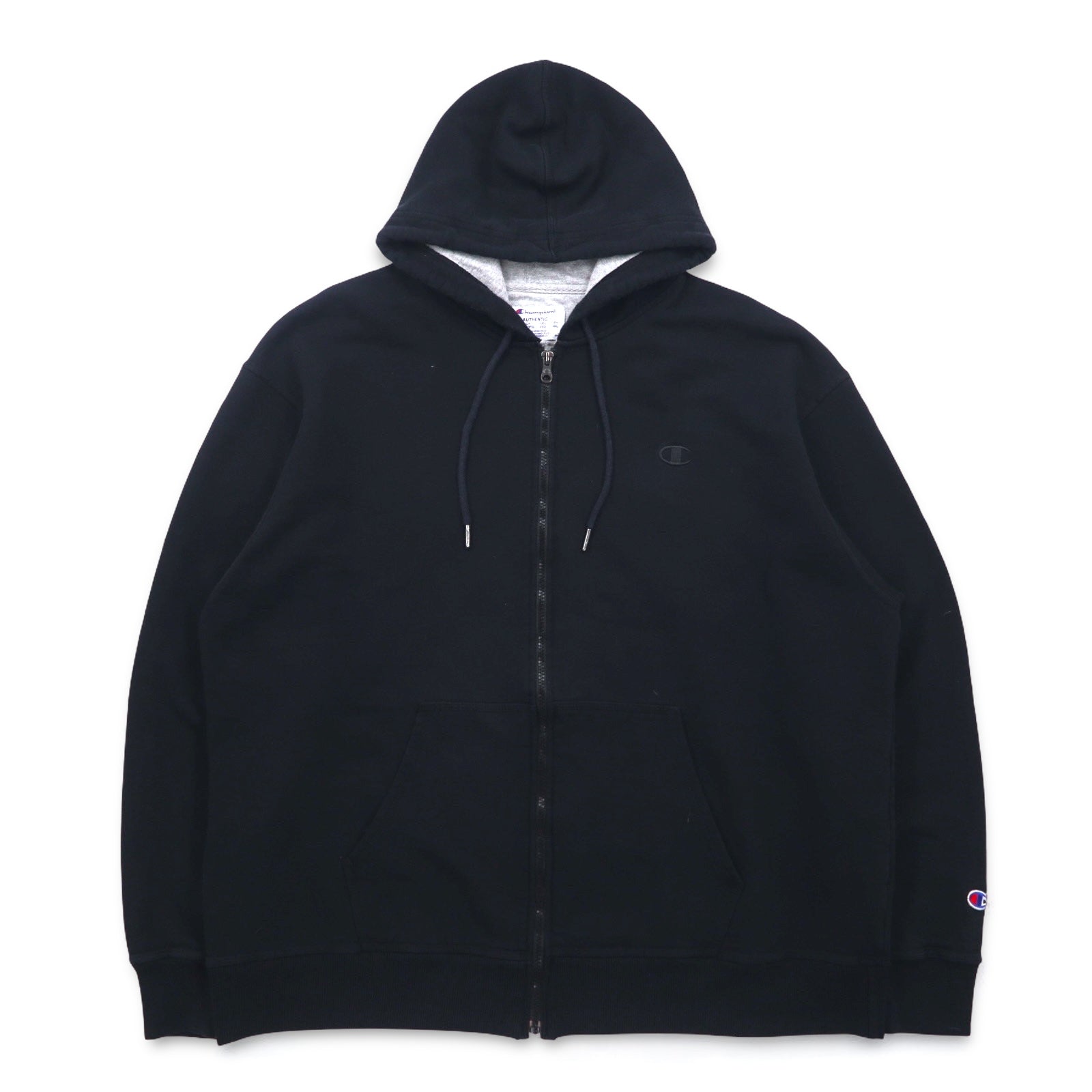 Champion - Felpa Full Zip taglia 4XL nera con logo ricamato, Made in Honduras