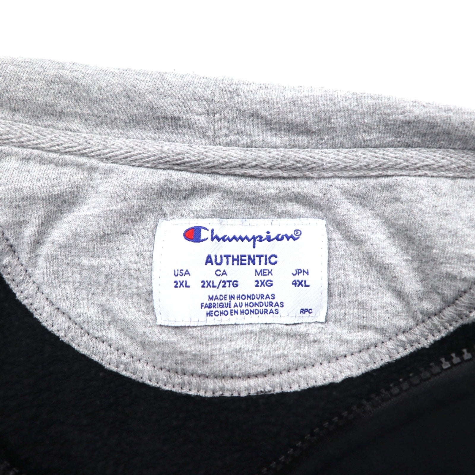 Champion - Felpa Full Zip taglia 4XL nera con logo ricamato, Made in Honduras