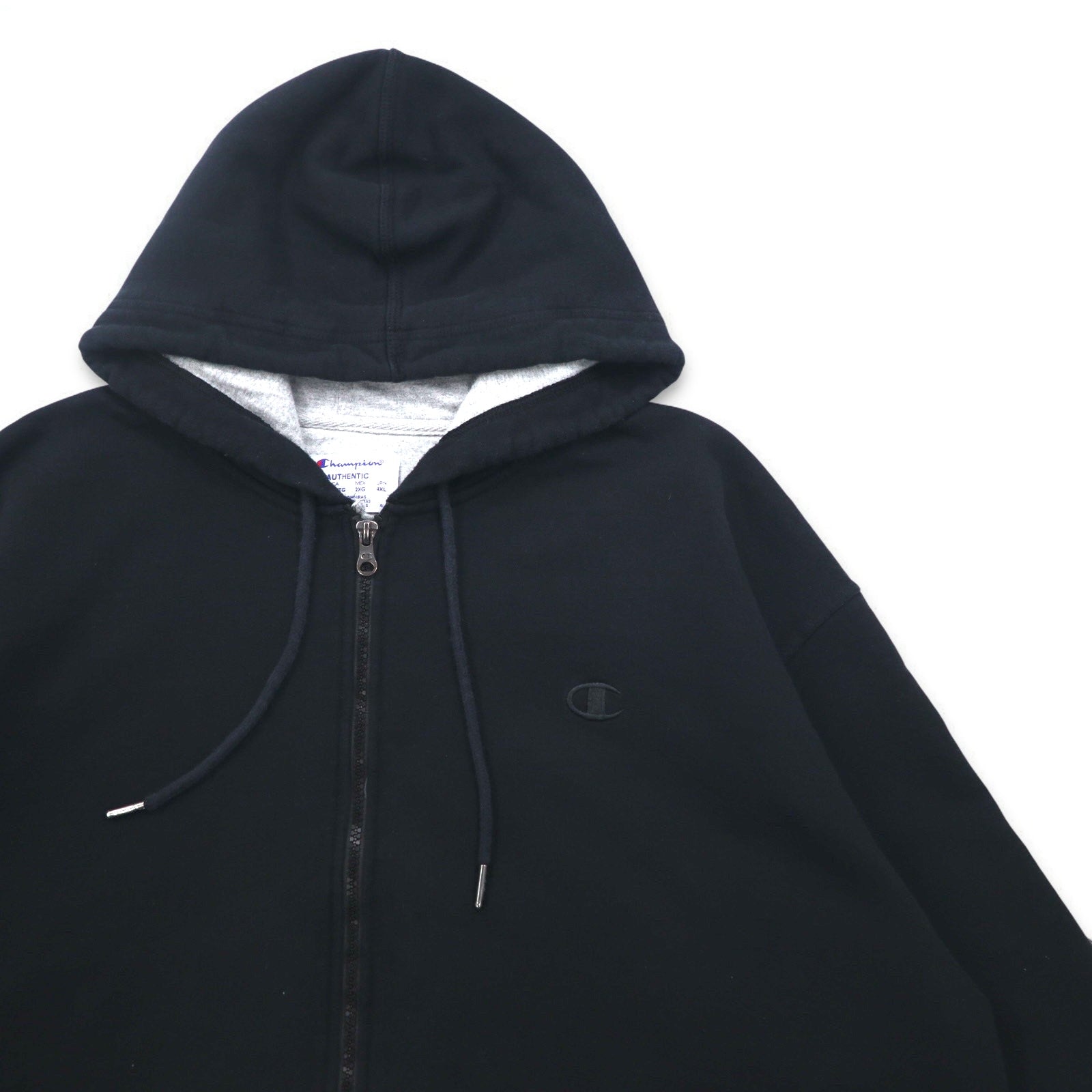 Champion - Felpa Full Zip taglia 4XL nera con logo ricamato, Made in Honduras