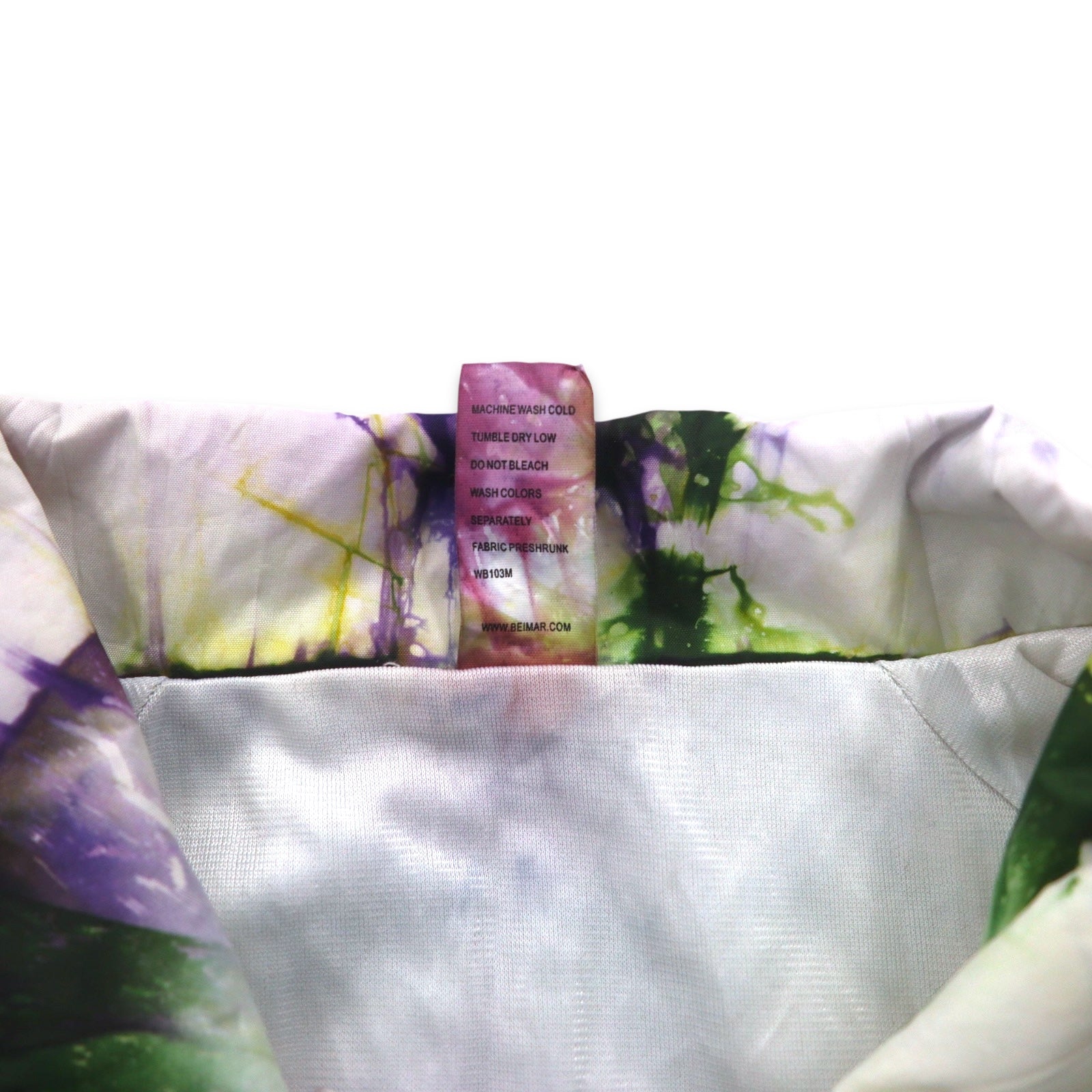 BEIMAR Giacca a Vento Tie-Dye S Bianco Viola Verde Nylon Coulisse