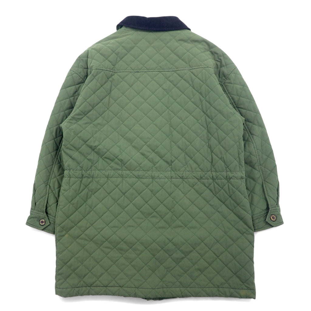 Burberrys Anni '80 Giacca trapuntata Cappotto L Cachi Cotone Poliestere Fodera Nova Check Coulisse Colletto e polsini in velluto a coste