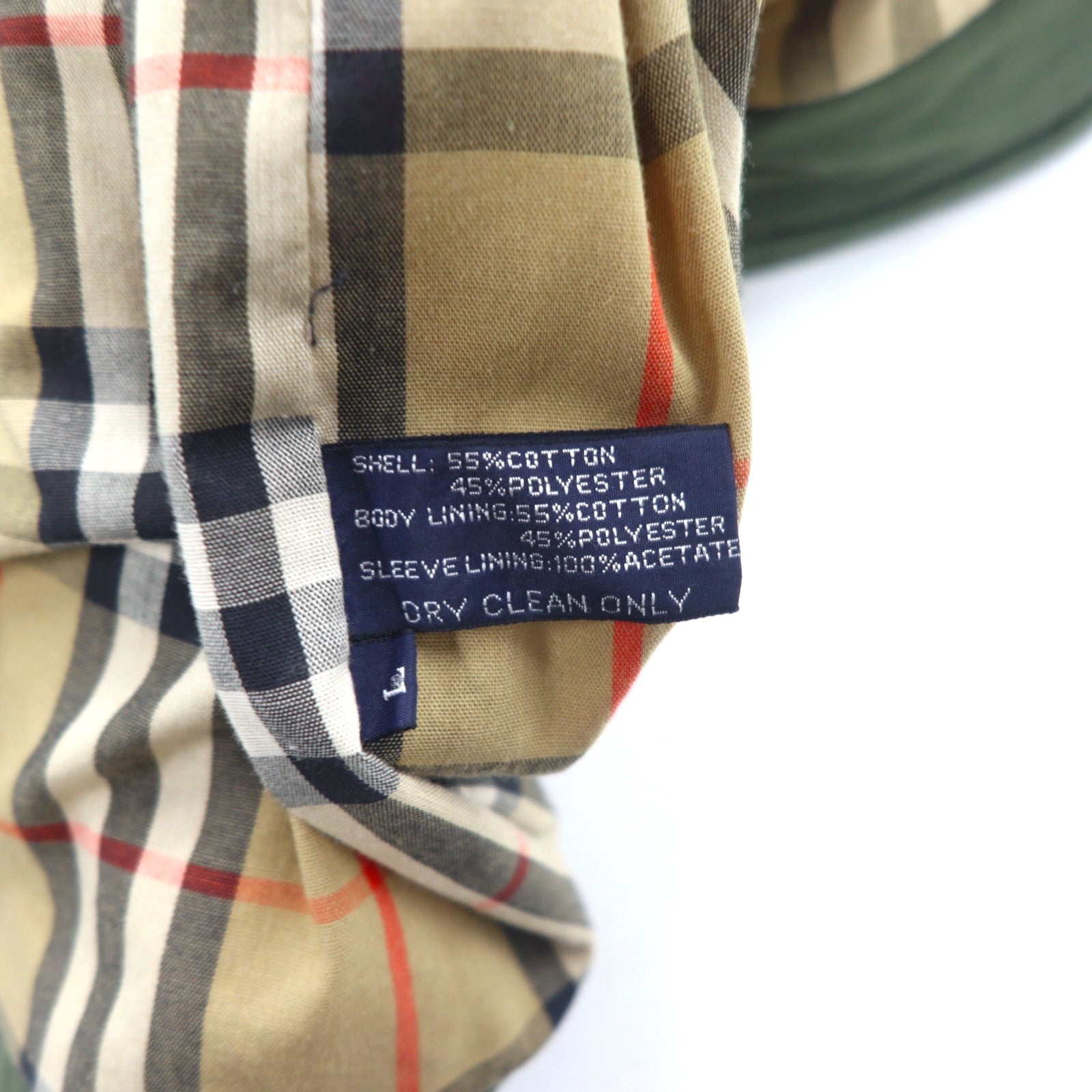 Burberrys Anni '80 Giacca trapuntata Cappotto L Cachi Cotone Poliestere Fodera Nova Check Coulisse Colletto e polsini in velluto a coste
