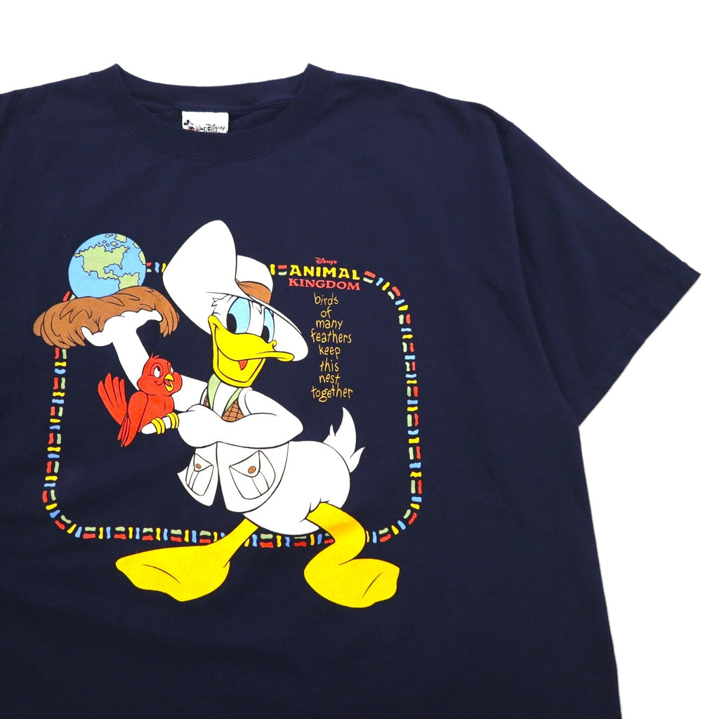 Walt Disney World anni '90, Made in USA, T-shirt Disney Paperino 2XL, blu navy, stampa personaggi ANIMAL KINGDOM