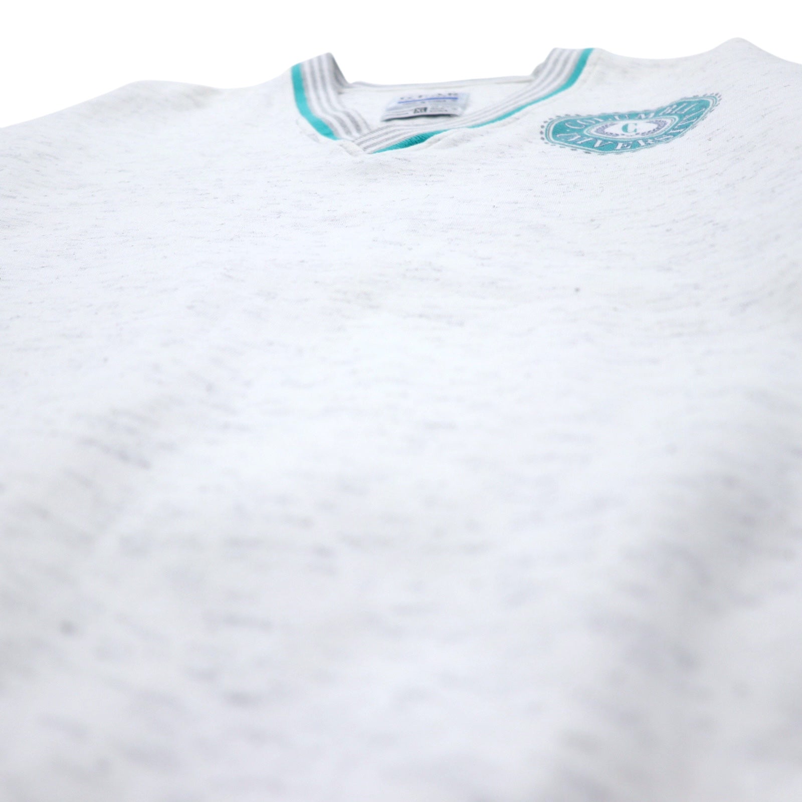 90s GEAR FOR SPORTS Maglione a V con collo a V, polsini e orlo a costine, XL, bianco, poliestere cotone, stampa college COLUMBIA UNIVERSITY