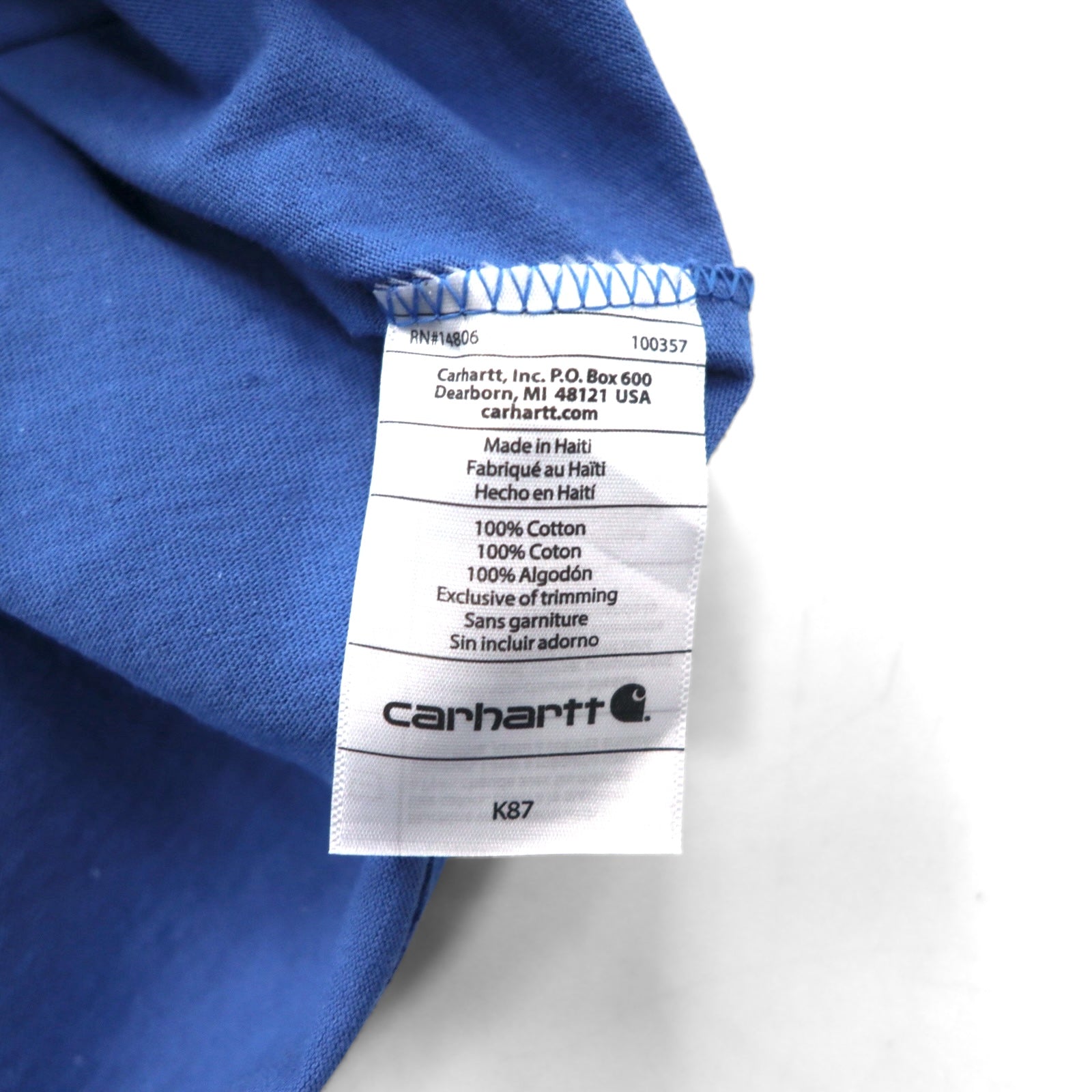 Carhartt T-Shirt Tasca Original Fit 2XL Blu Cotone K87 Nuovo