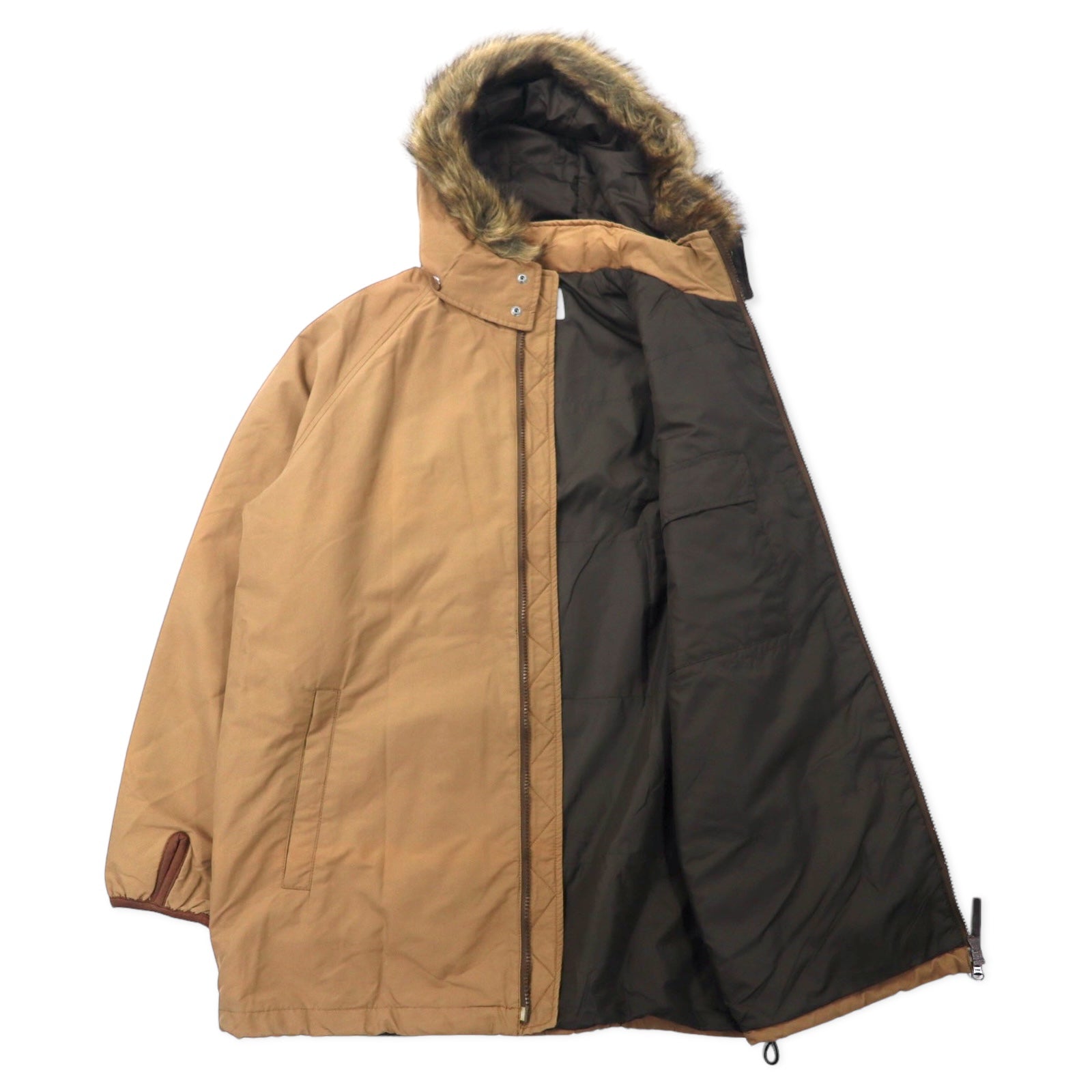 VAN -JAC- Soprabito con cappuccio L Beige Nylon Cotone Cappuccio staccabile Doppia zip