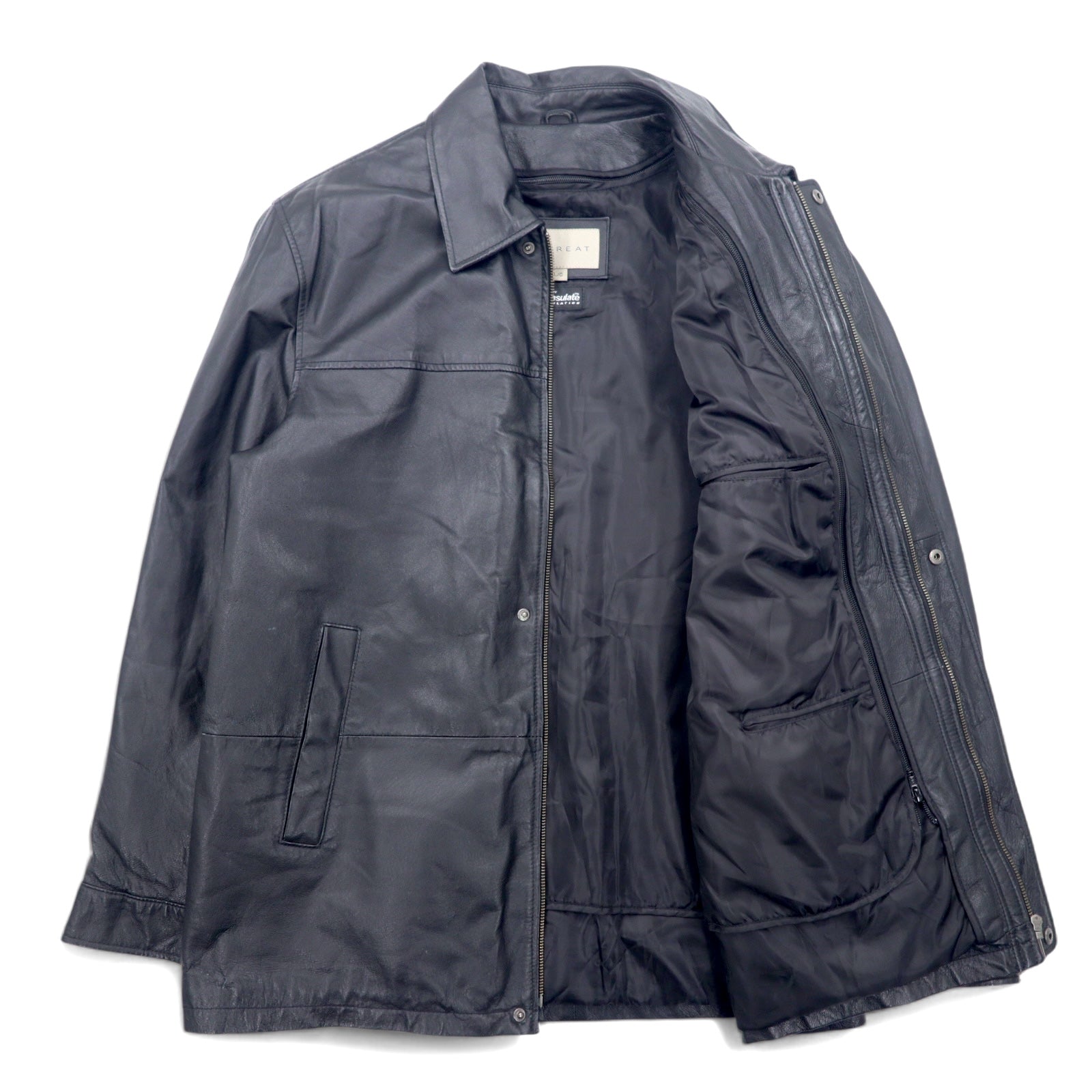 RETREAT Cappotto in pelle Thinsulate INSULATION Giacca imbottita L Nera Fodera in pelle rimovibile