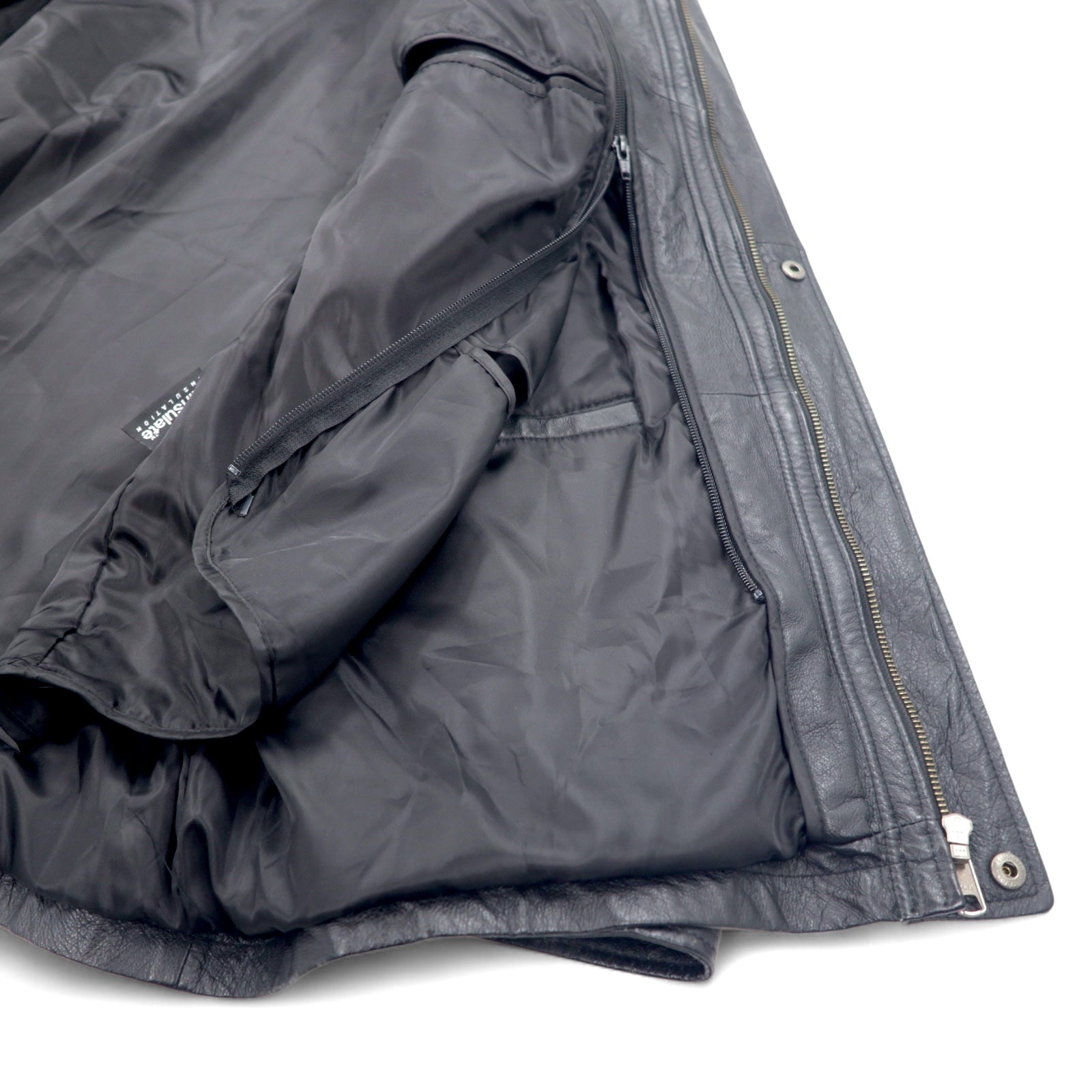 RETREAT Cappotto in pelle Thinsulate INSULATION Giacca imbottita L Nera Fodera in pelle rimovibile