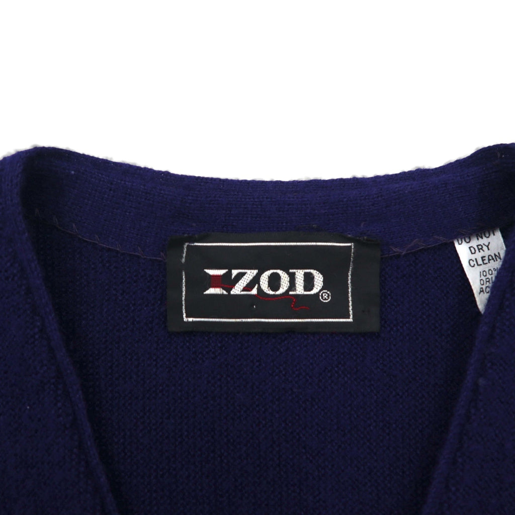 LACOSTE 70年代 ニット カーディガン L ネイビー アクリル IZOD 糸巻タグ ワンポイントロゴ