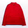 TOMMY HILFIGER T-shirt a maniche lunghe con mezza zip, colore rosso, taglia M, con logo ricamato