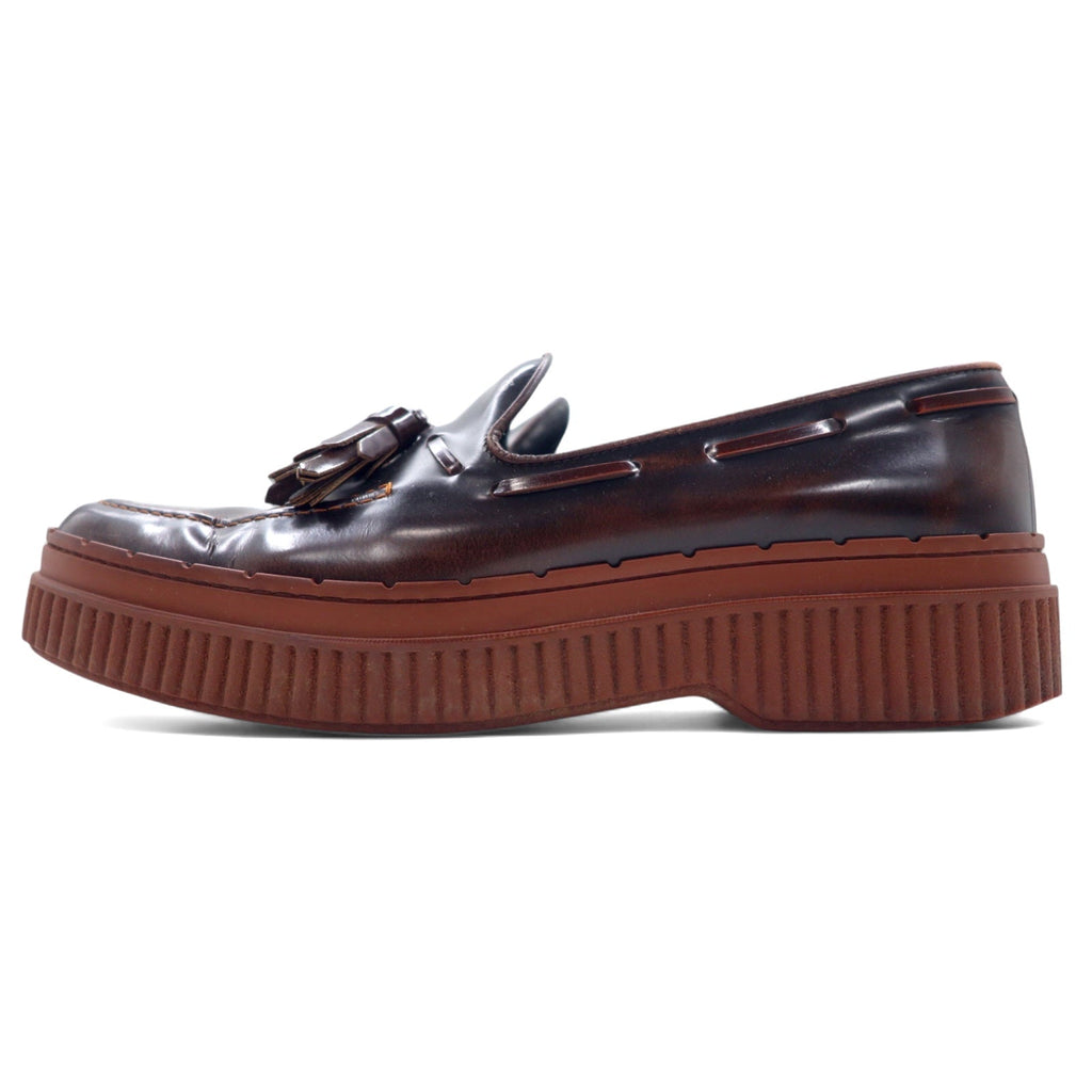 TOD'S Mocassini con nappine e plateau 24.5cm Marroni Pelle Made in Italy