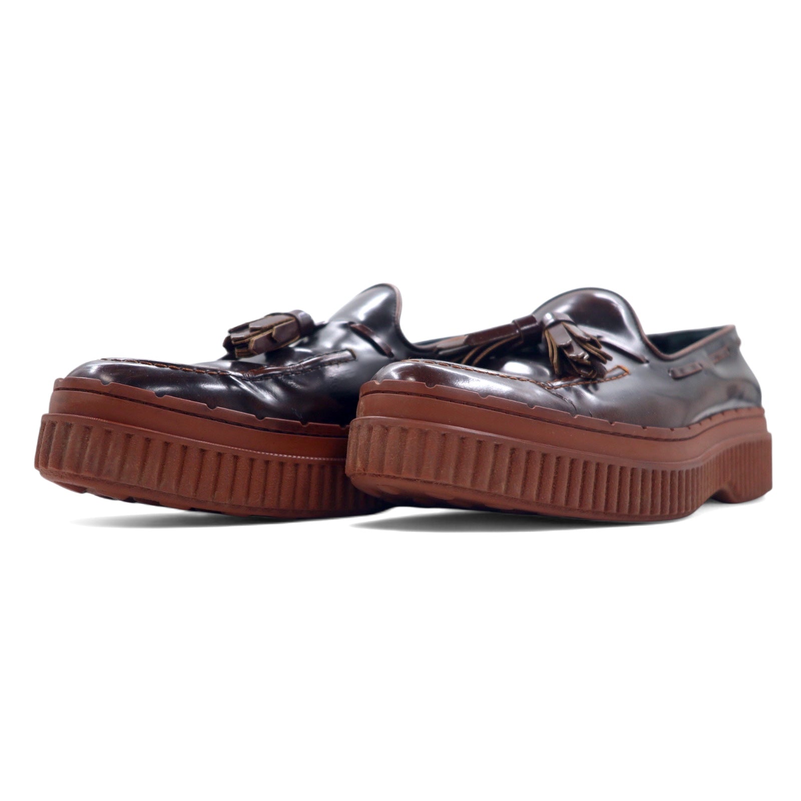 TOD'S Mocassini con nappine e plateau 24.5cm Marroni Pelle Made in Italy