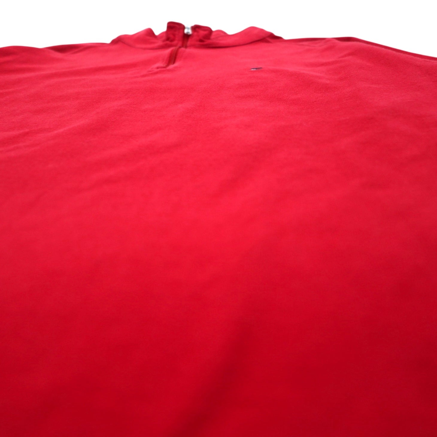 TOMMY HILFIGER T-shirt a maniche lunghe con mezza zip, colore rosso, taglia M, con logo ricamato