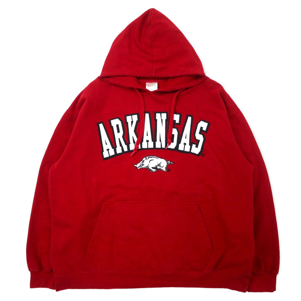 Felpa con cappuccio ricamata e5 College 2X Rossa Cotone NCAA ARKANSAS Taglia forte