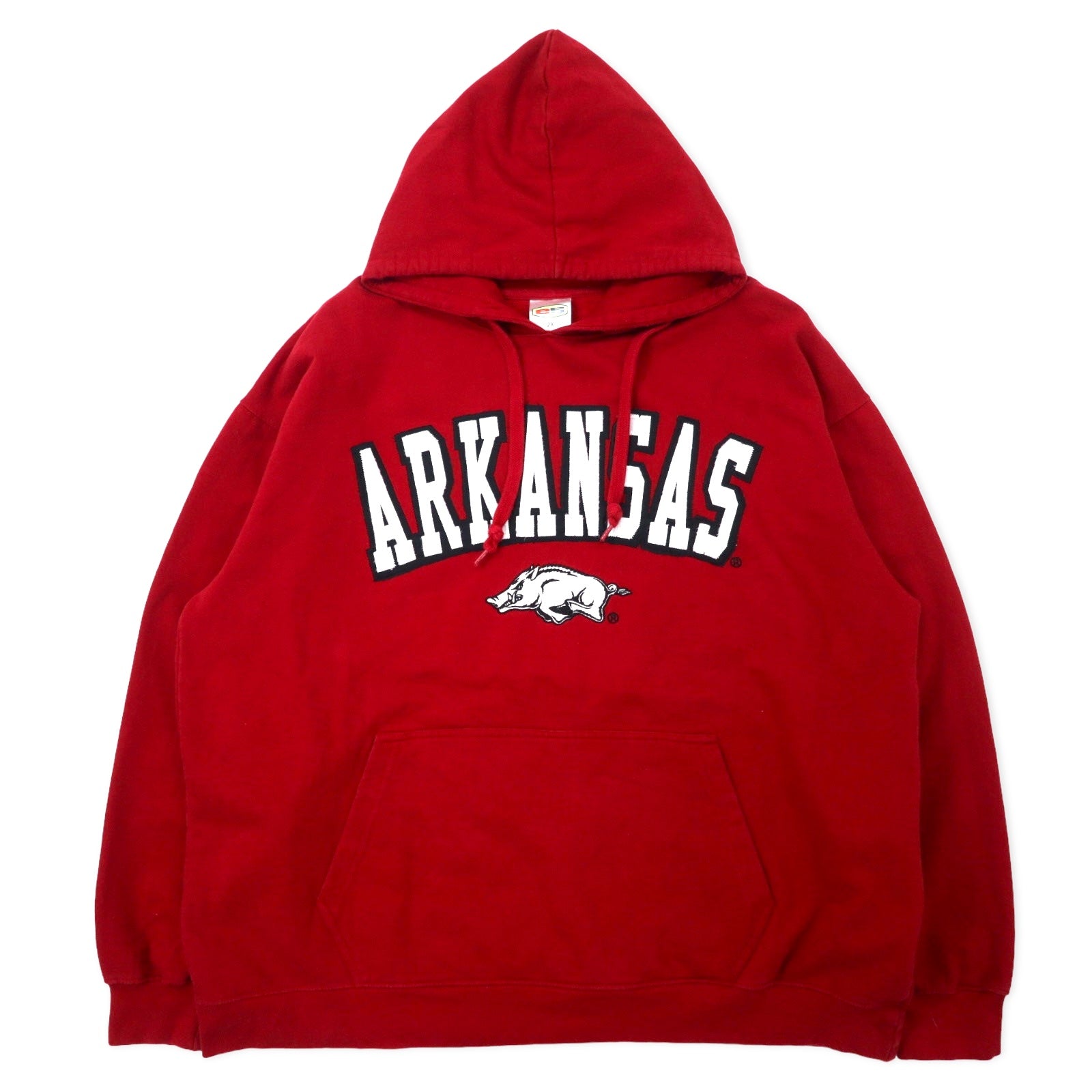 Felpa con cappuccio ricamata e5 College 2X Rossa Cotone NCAA ARKANSAS Taglia forte