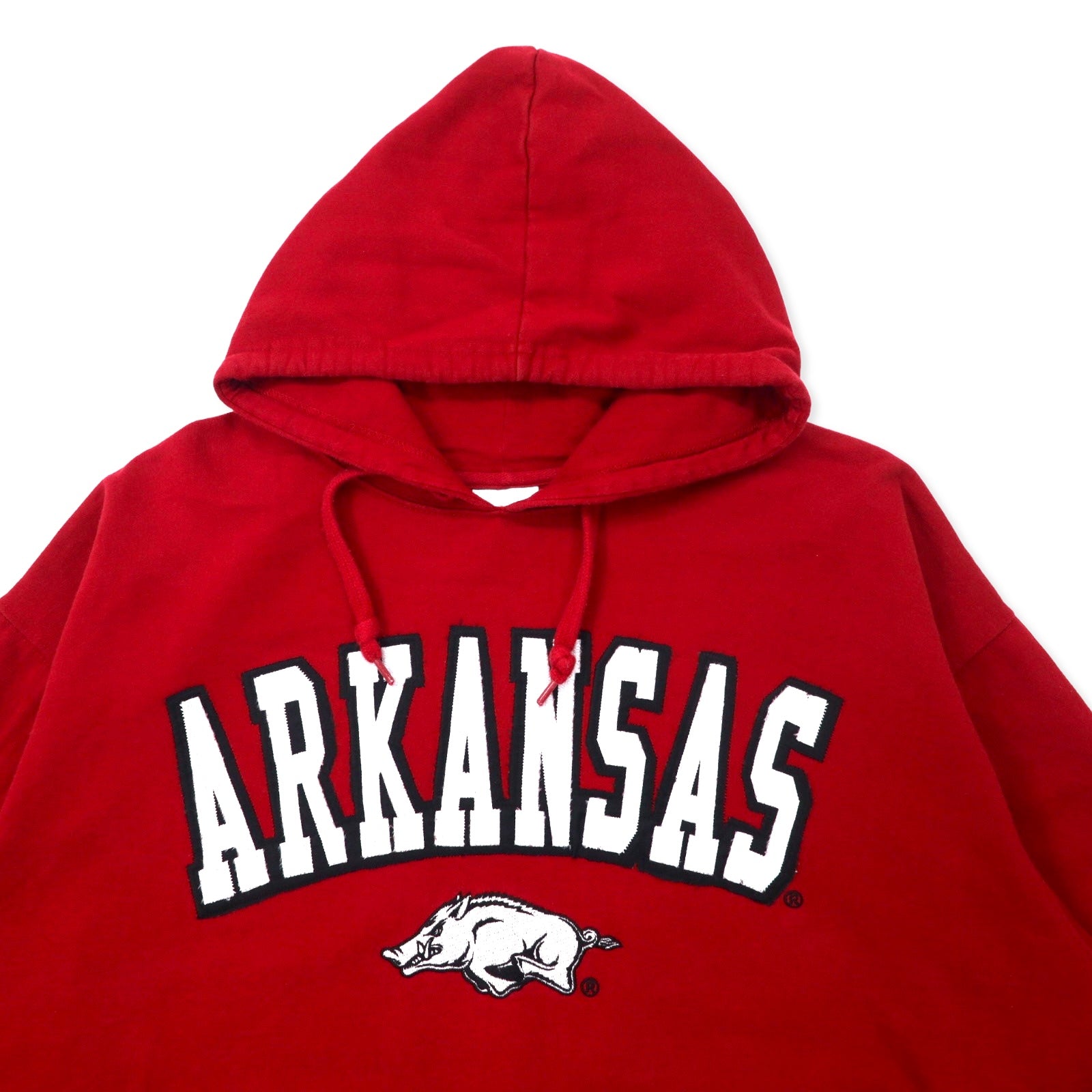 Felpa con cappuccio ricamata e5 College 2X Rossa Cotone NCAA ARKANSAS Taglia forte