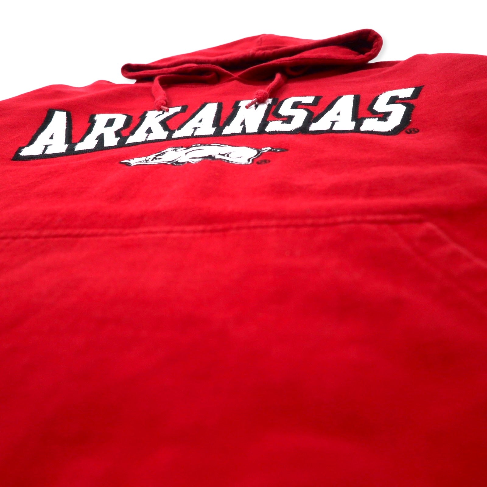 Felpa con cappuccio ricamata e5 College 2X Rossa Cotone NCAA ARKANSAS Taglia forte