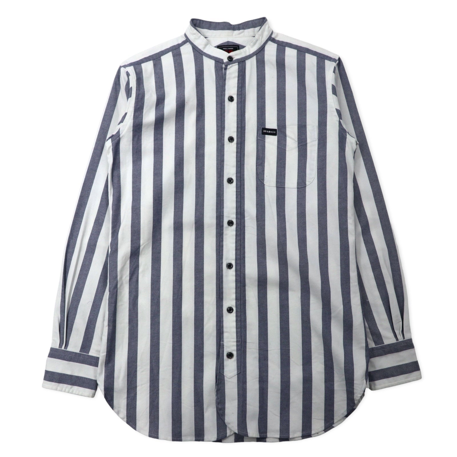 68 & BROTHERS camicia a collo alla coreana, taglia M, a righe bianche, in cotone, Made in Japan