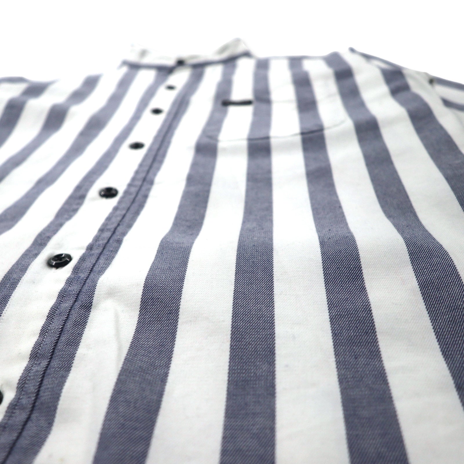68 & BROTHERS camicia a collo alla coreana, taglia M, a righe bianche, in cotone, Made in Japan