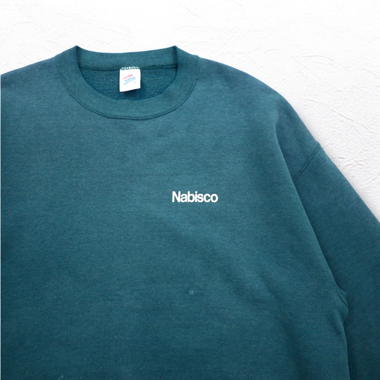 Felpa JERZEES anni '90, fabbricata negli Stati Uniti, taglia L, verde, in cotone felpato, con logo Nabisco (azienda statunitense).
