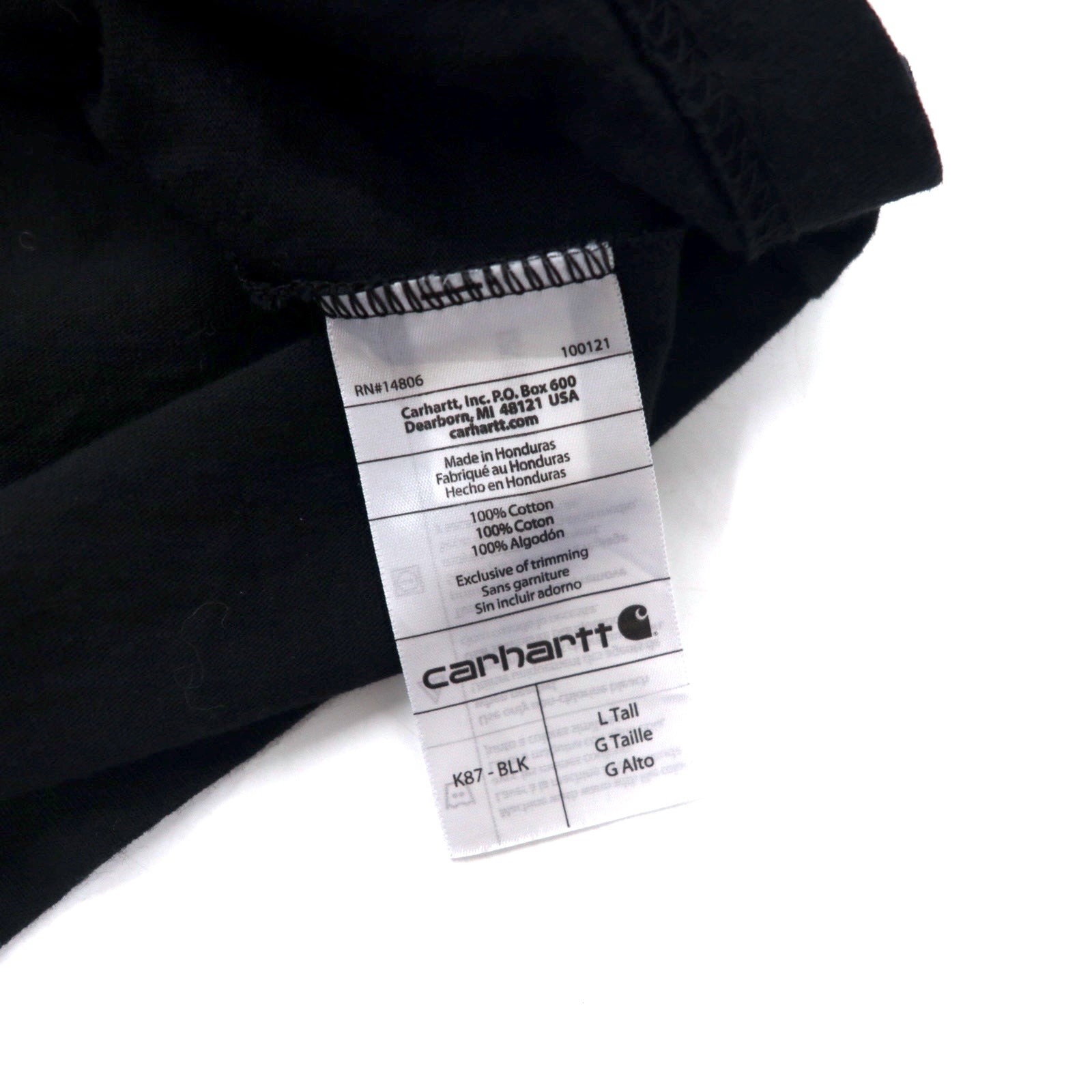 Carhartt T-shirt con taschino taglia L TALL nero in cotone ORIGINAL FIT