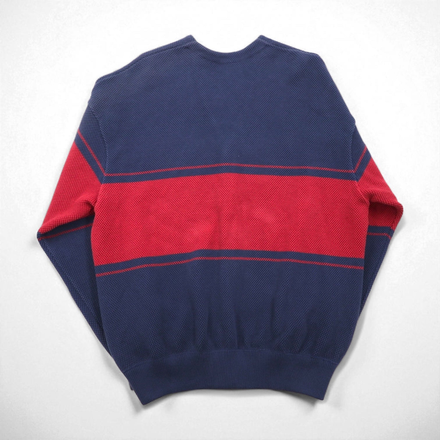 crepuscule ニット カーディガン 鹿の子 M ネイビー Border Moss Stitch V/N Cardigan ビッグサイズ 日本製 2001-002