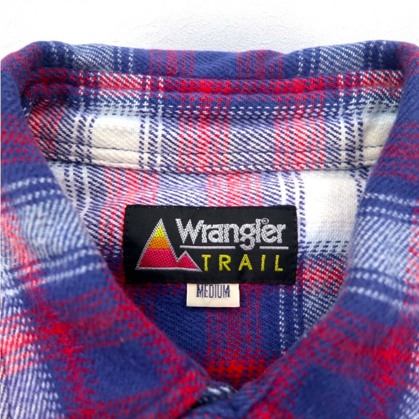 Wrangler TRAIL anni '90 camicia da lavoro in flanella M a quadri blu cotone