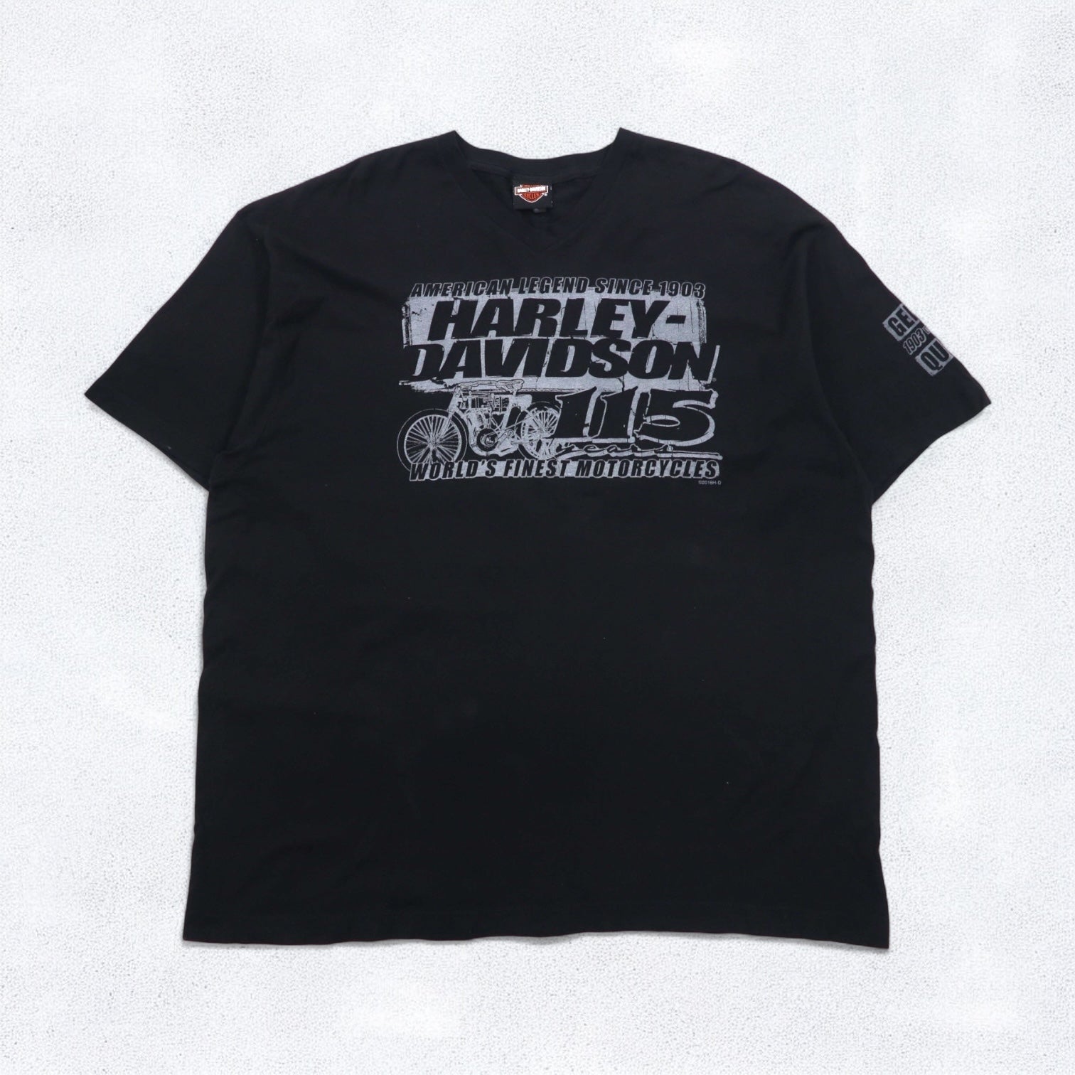 Maglietta HARLEY DAVIDSON con scollo a V e stampa su entrambi i lati, taglia 2XL, nera, moto, WISCONSIN