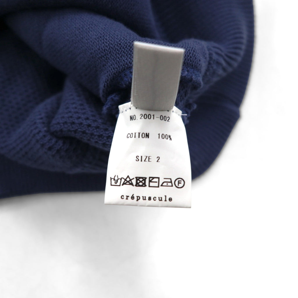 crepuscule ニット カーディガン 鹿の子 M ネイビー Border Moss Stitch V/N Cardigan ビッグサイズ 日本製 2001-002