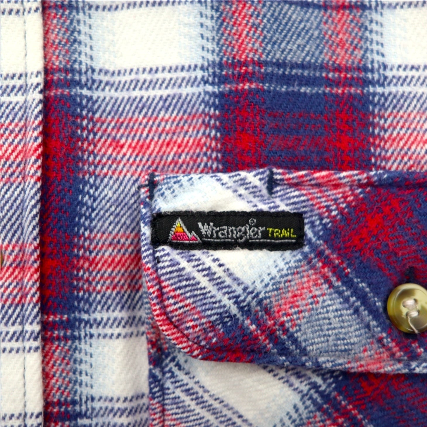 Wrangler TRAIL anni '90 camicia da lavoro in flanella M a quadri blu cotone