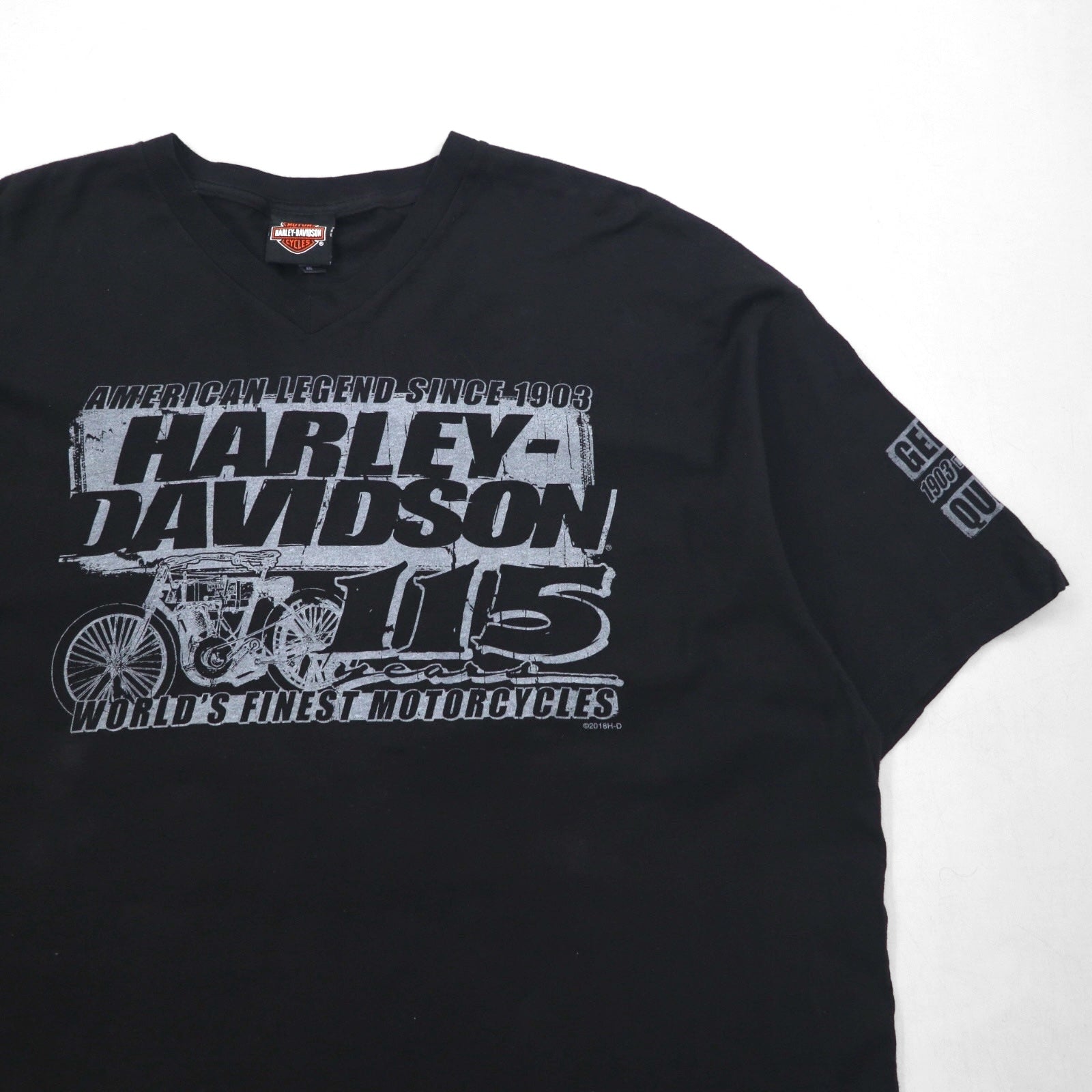 Maglietta HARLEY DAVIDSON con scollo a V e stampa su entrambi i lati, taglia 2XL, nera, moto, WISCONSIN
