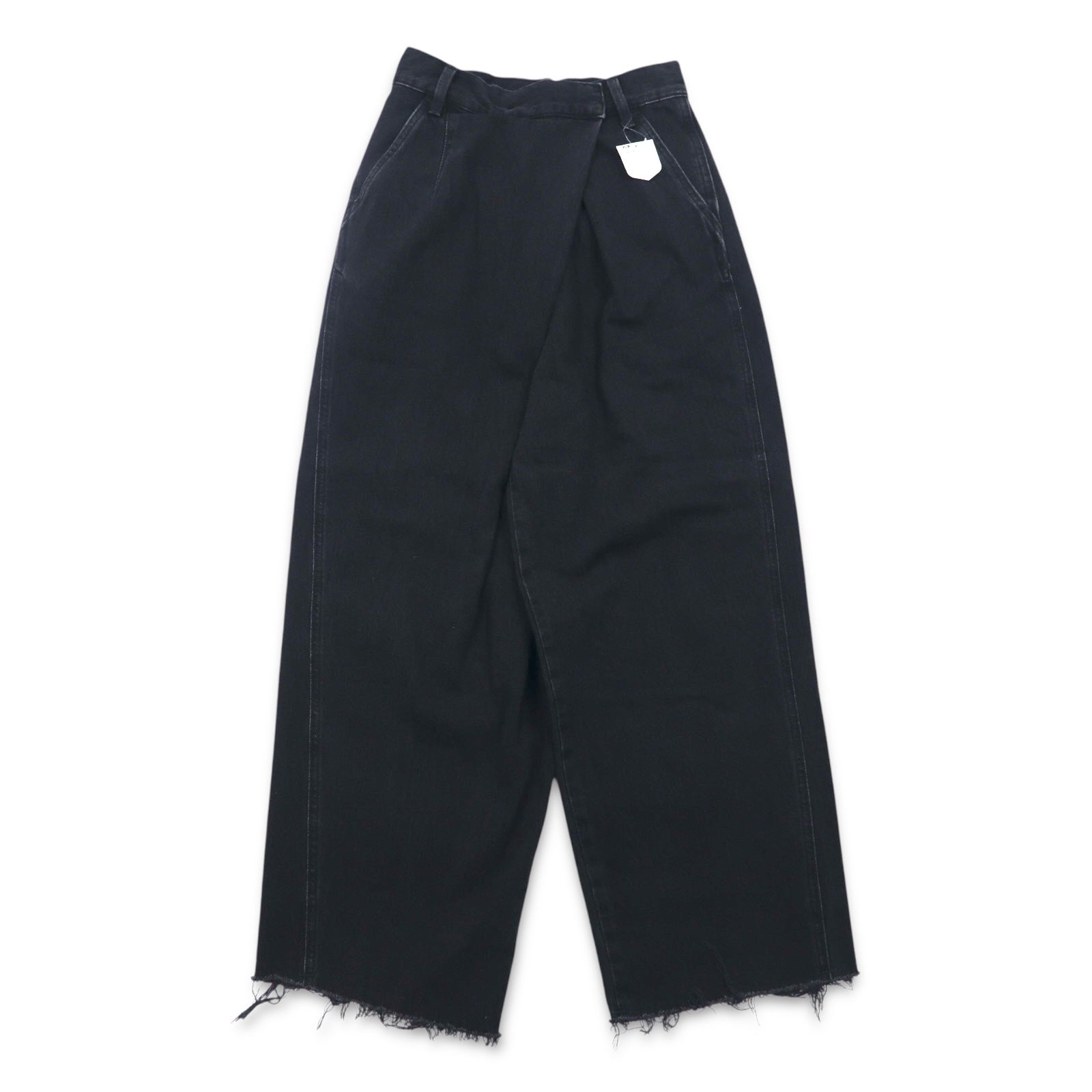 Lee Pantalone avvolgente, gamba larga, denim, taglia XS, colore nero, taglio a vivo, LL6072-383, nuovo con etichette