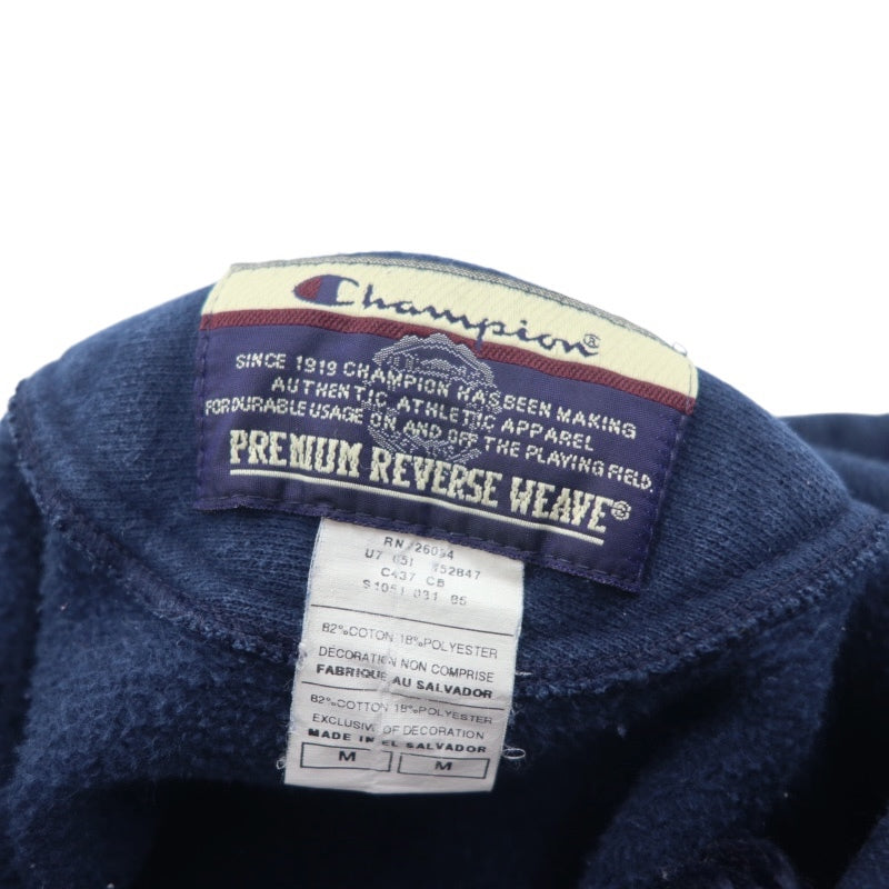 Champion PREMIUM Reverse Weave Felpa con cappuccio pullover M blu navy cotone WALPOLE BASKETBALL Prodotto a El Salvador