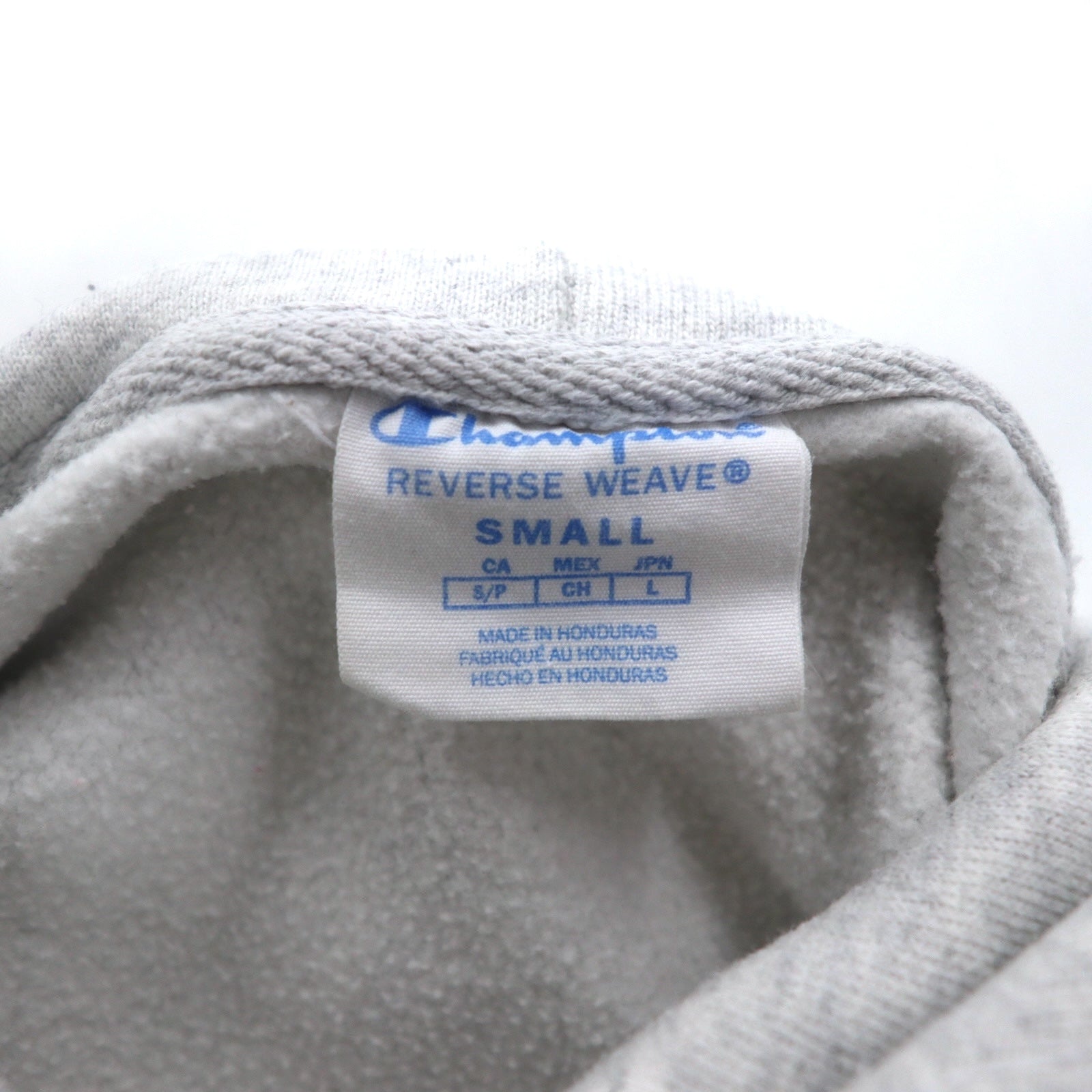 Champion Reverse Weave Felpa con Cappuccio L Grigio Etichetta Blu Riproduzione Prodotto in Honduras