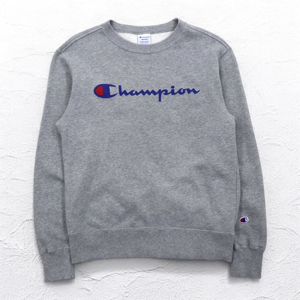 Felpa girocollo Champion M grigia in cotone con stampa logo C3-H004