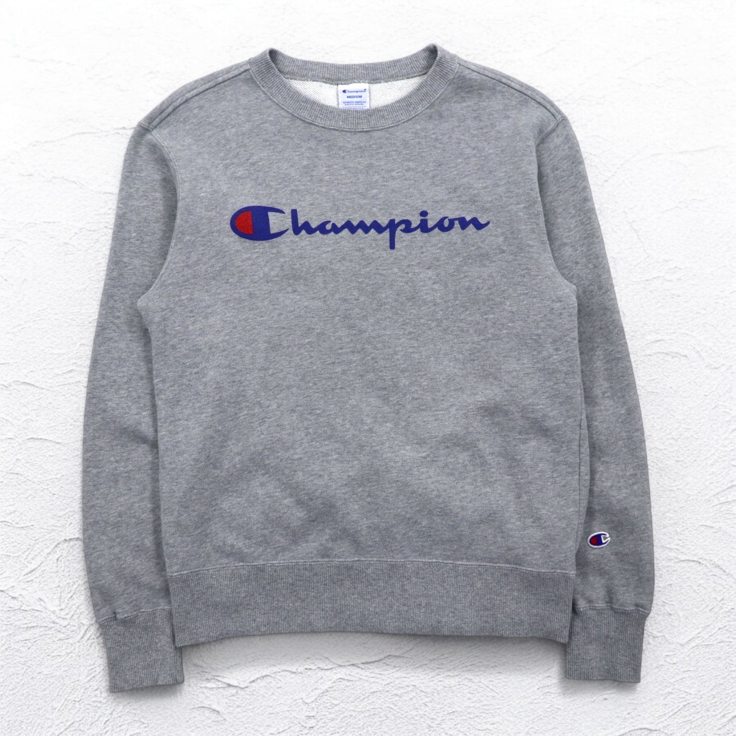 Felpa girocollo Champion M grigia in cotone con stampa logo C3-H004