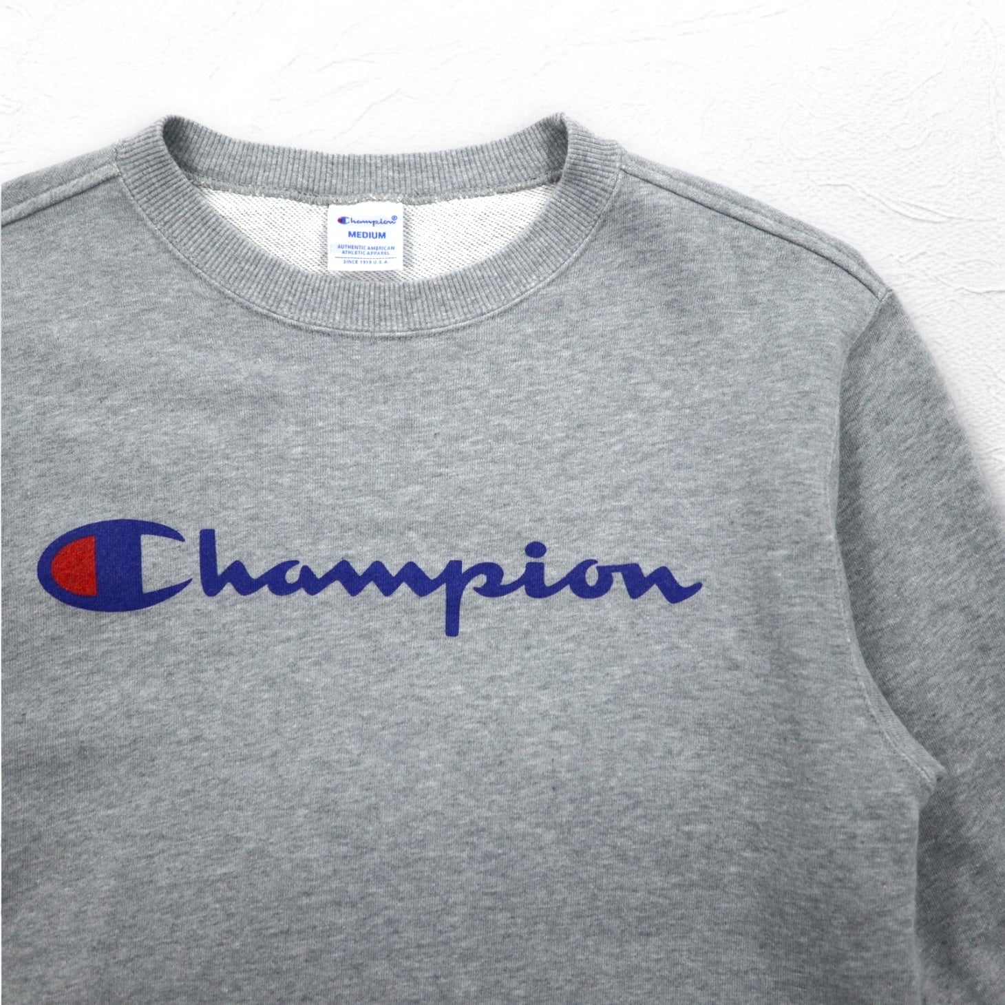 Felpa girocollo Champion M grigia in cotone con stampa logo C3-H004