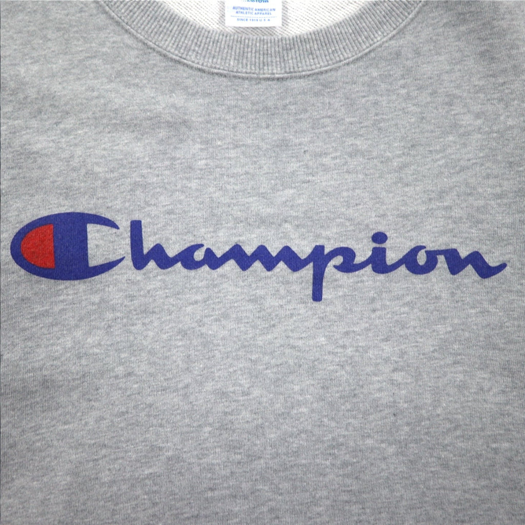 Felpa girocollo Champion M grigia in cotone con stampa logo C3-H004